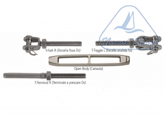 Tenditori modulari inox aisi 316 open body unf corpo tenditore open mtm unf 1/2< 3500316